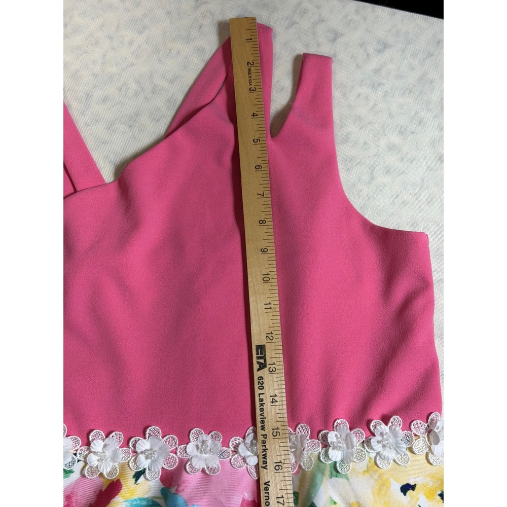 Speechless Kids Pink Floral High-Low One Shoulder Party Dress Size 16.5 - Picture 4 of 13